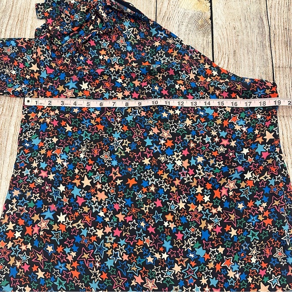 J Crew One-Shoulder Star Print Blouse Size 10 Colorful Party Maximalism - Picture 6 of 10